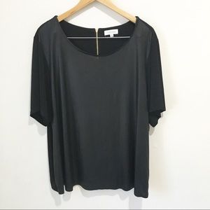 Calvin Klein plus size black faux leather top